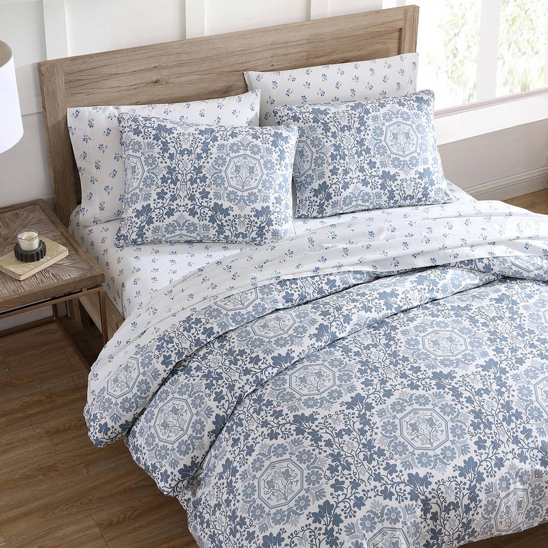 Stone Cottage - Queen Duvet Cover Set, Cotton Sateen Bedding with Matching Shams, Ideal Bedding Set (Caldecott Blue, Queen) - Image 3